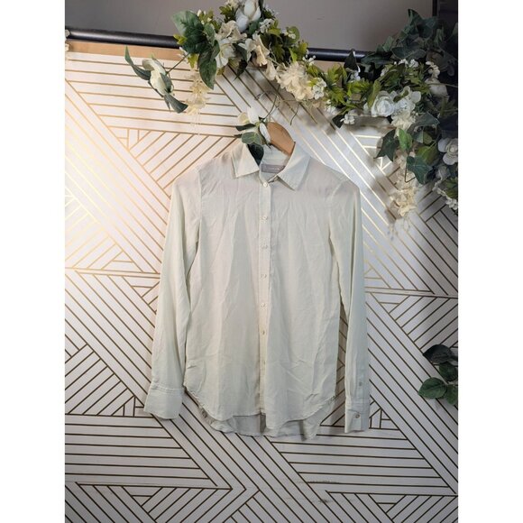 EVERLANE Women's 100% Silk Button Up Blouse Long Sleeve Green Size 00 - Picture 1 of 9